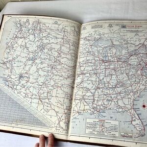 Vintage Large Atlas Book of Maps 1958 Rand McNally USA Rare Edition